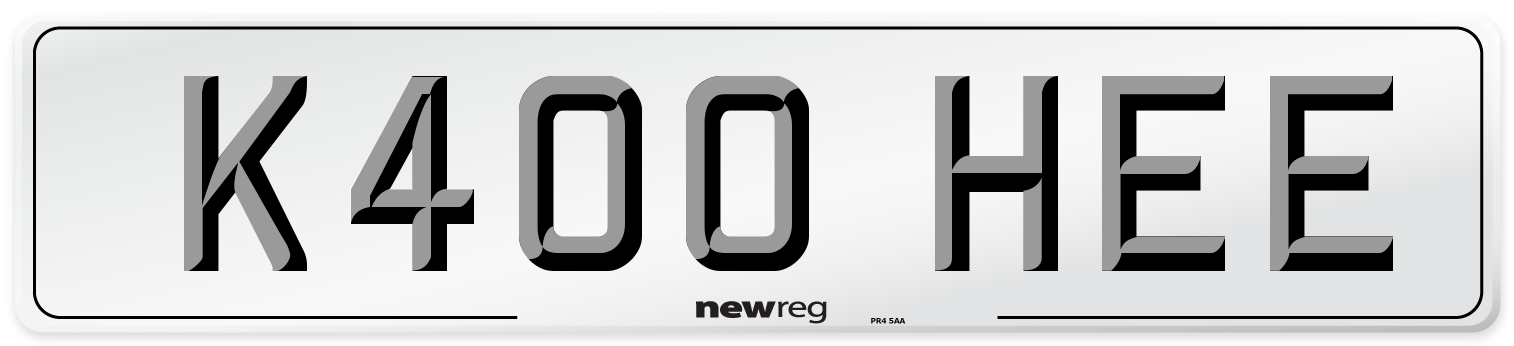 K400 HEE Number Plate from New Reg